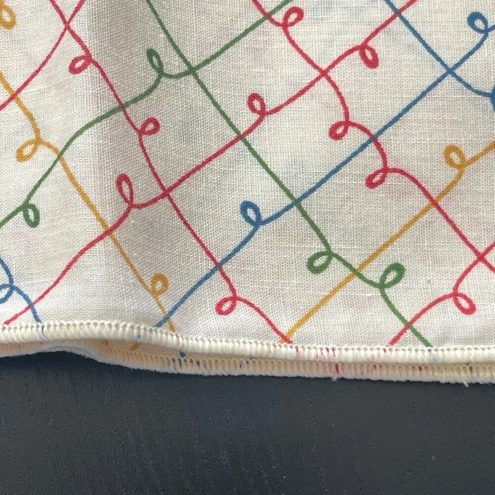 6 Napkin Set Lattice Multi-Color Red Blue Green Yellow Upcycle Crafting